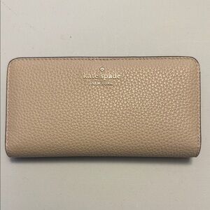 Kate Spade Pebbled Leather Wallet in Light Sand